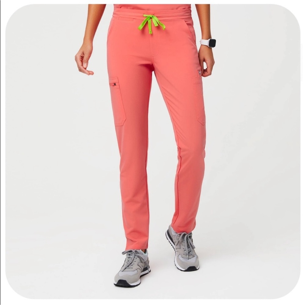 FIGS Hot Coral Yola Small Petite Scrub Pants
